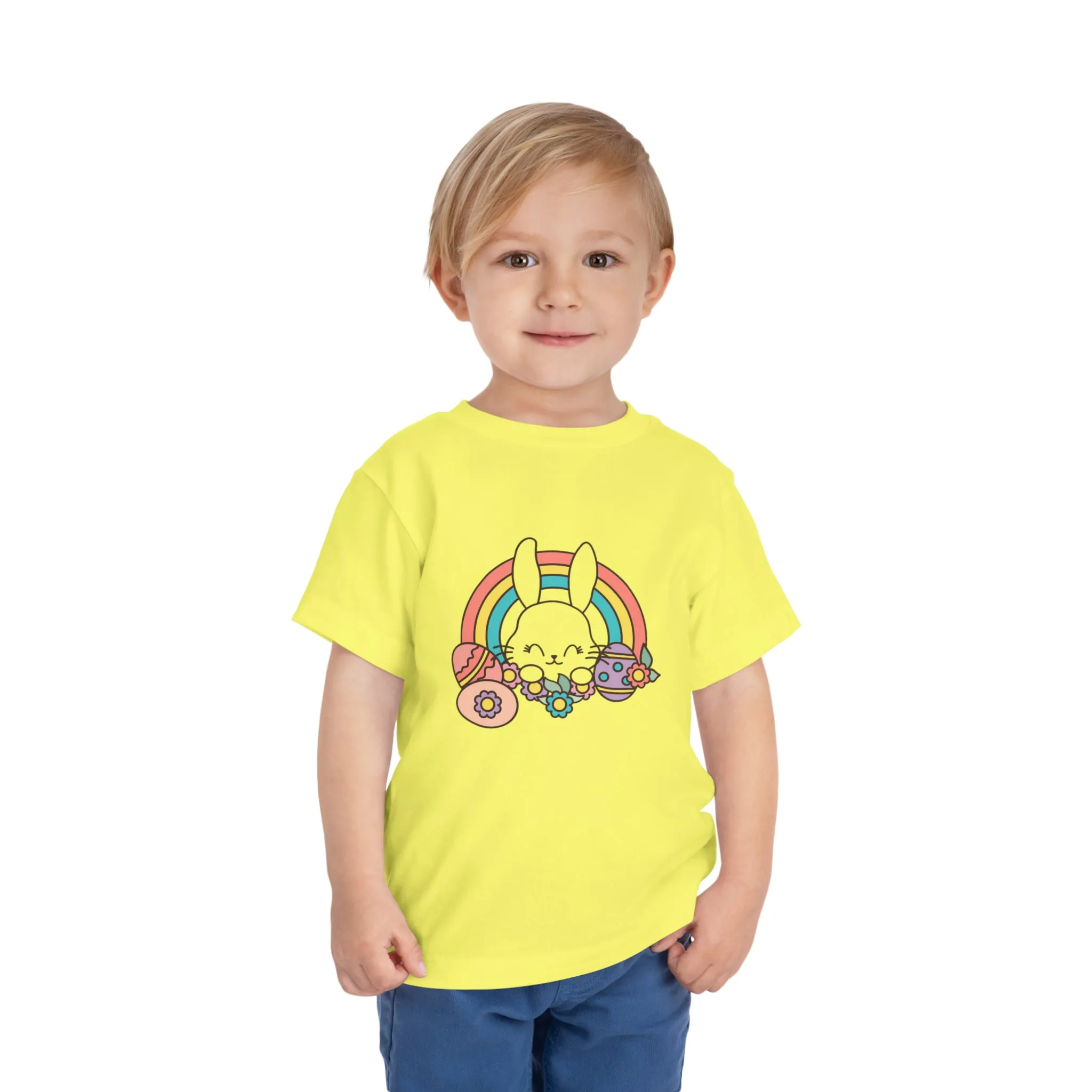 Happy Easter Rainbow Bunny - Toddler Short Sleeve Tee
