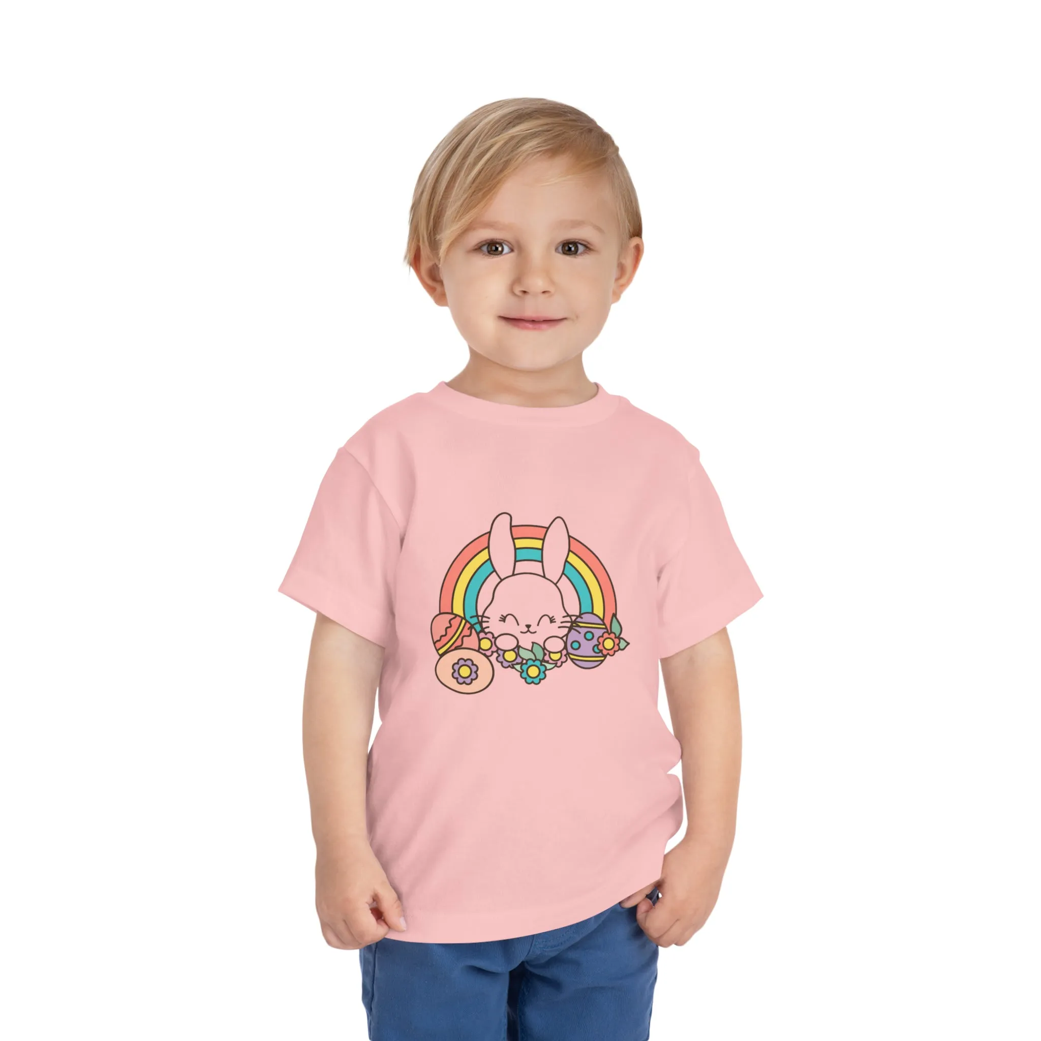 Happy Easter Rainbow Bunny - Toddler Short Sleeve Tee