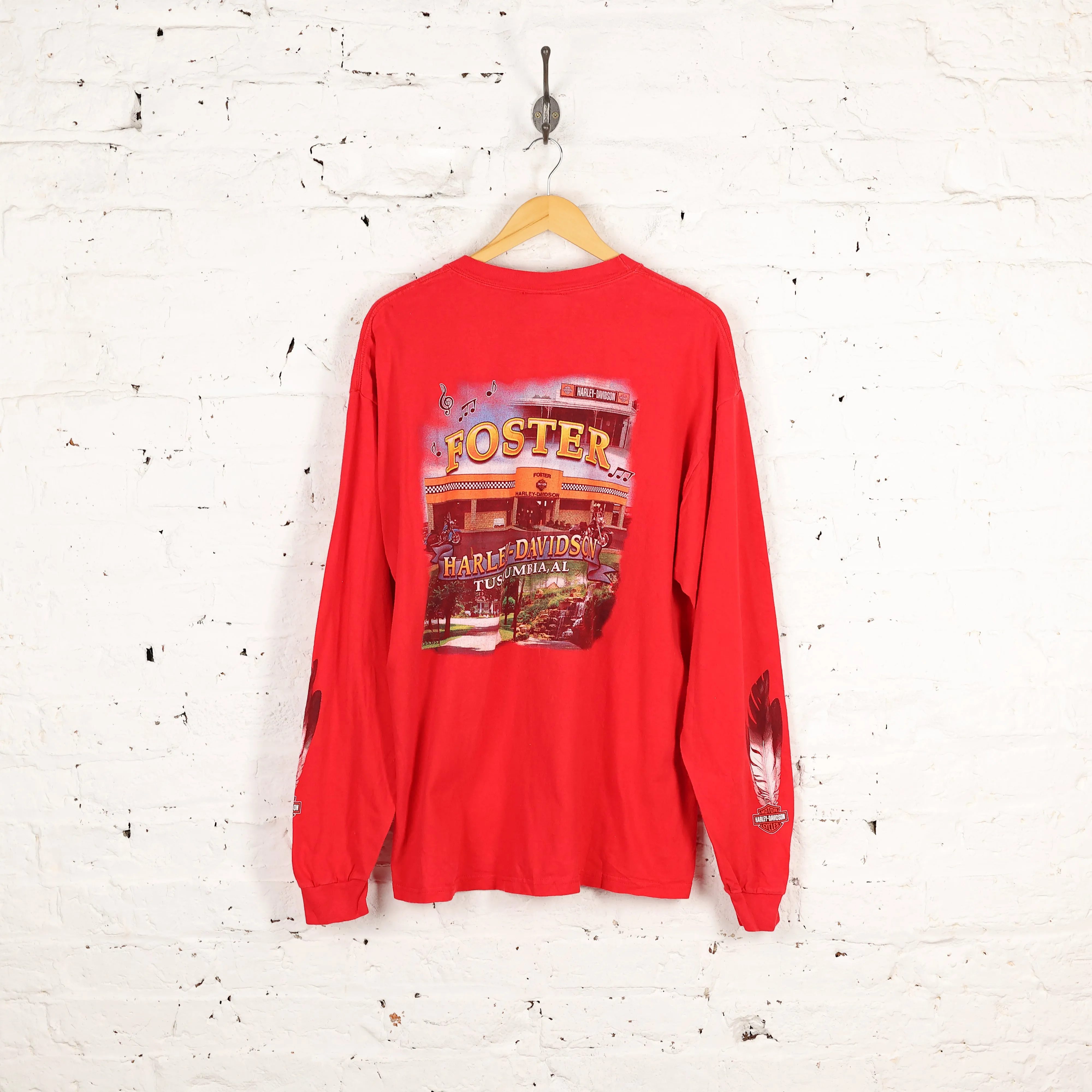 Harley Davidson Trail of Tears Long Sleeve T Shirt - Red - XL
