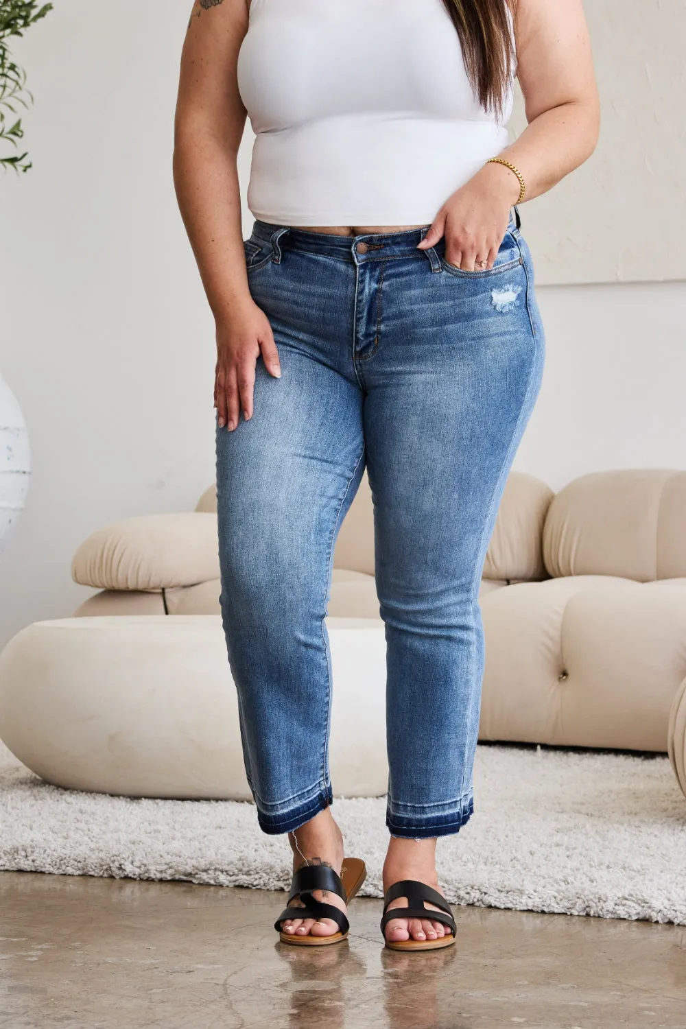 Hazel Blues® |  Judy Blue Release Hem Cropped Bootcut Jeans