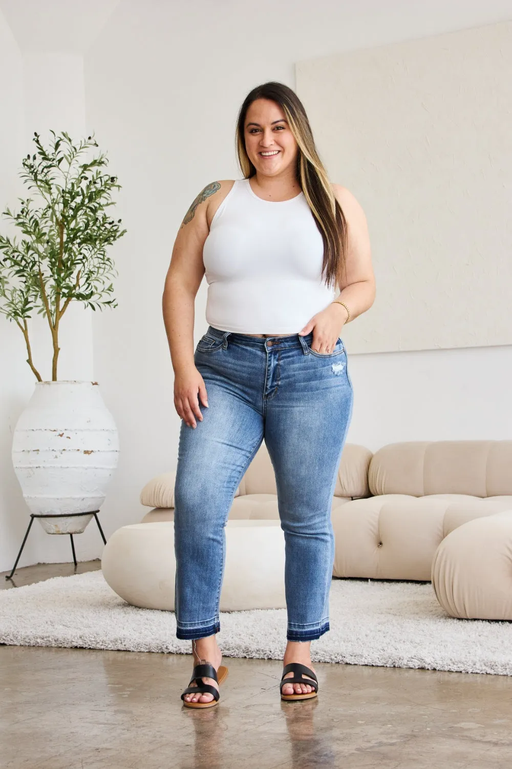 Hazel Blues® |  Judy Blue Release Hem Cropped Bootcut Jeans