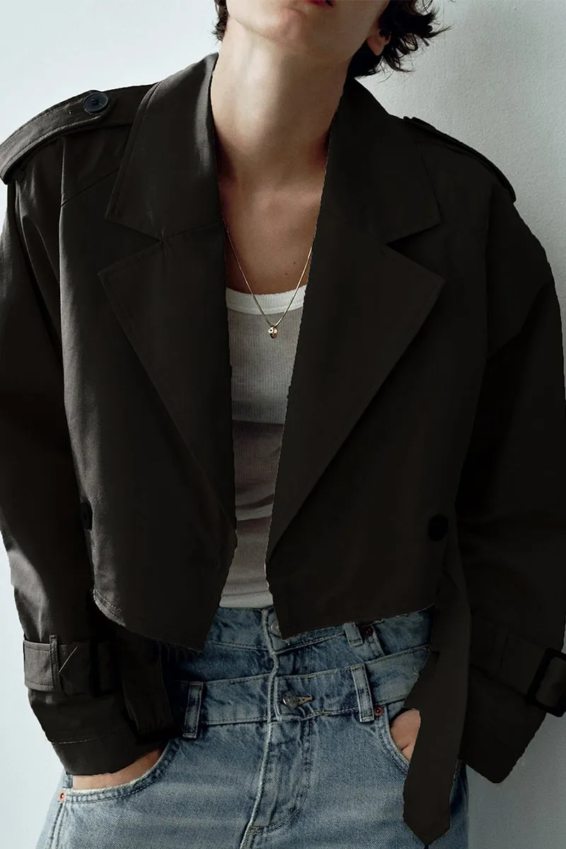 HCR1283 Cropped Belted Trench Jacket Outerwear