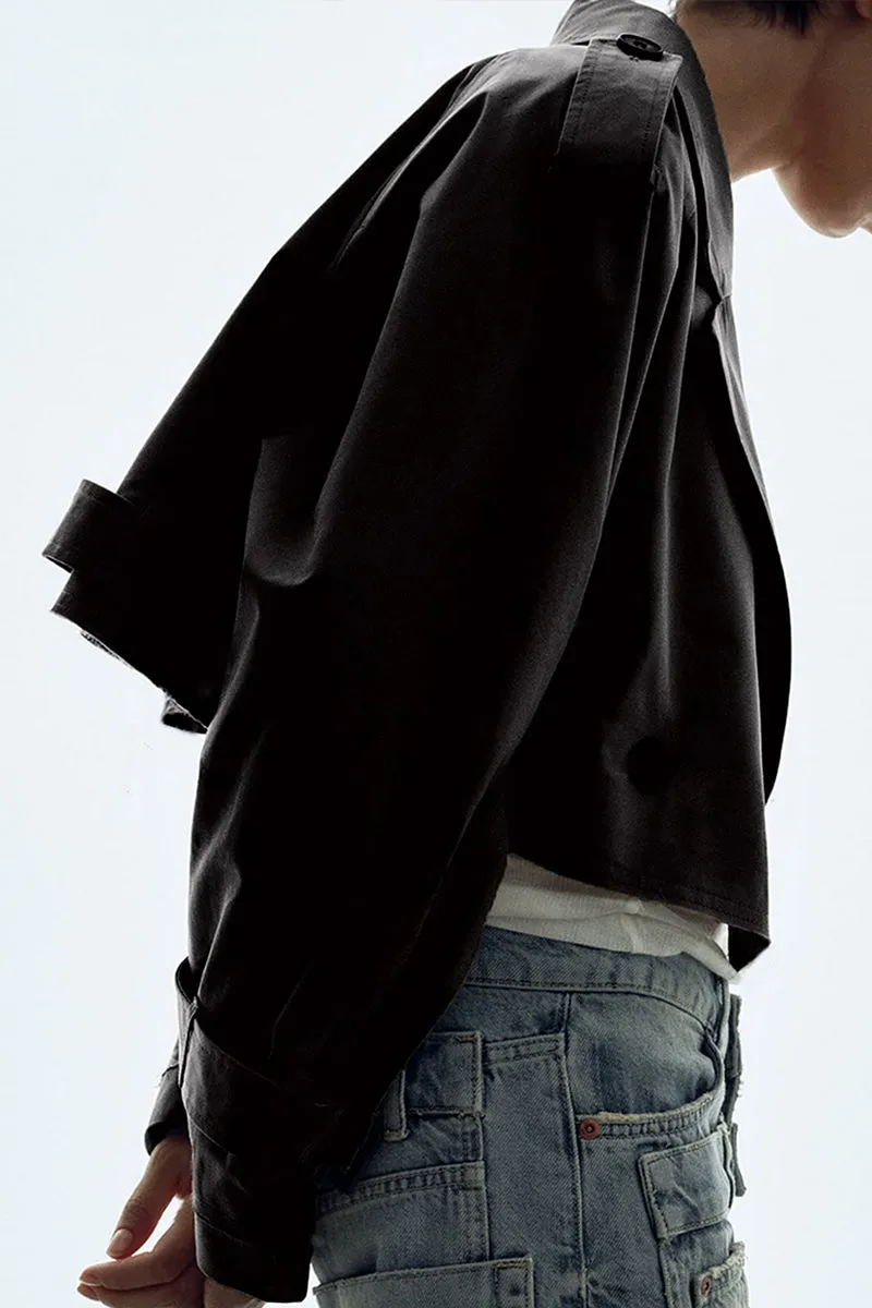HCR1283 Cropped Belted Trench Jacket Outerwear