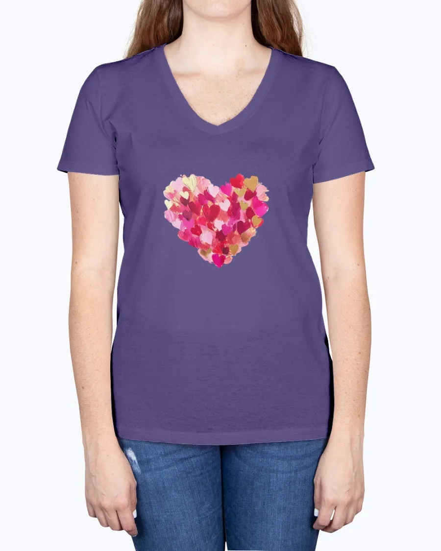 Heart-brushstrokes - Ladies V-neck T-Shirt