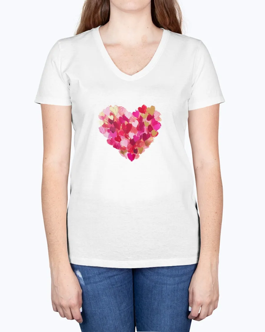 Heart-brushstrokes - Ladies V-neck T-Shirt