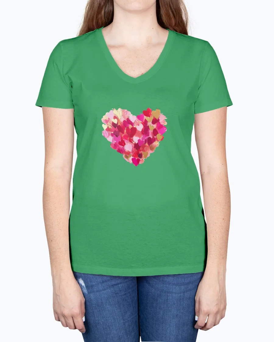 Heart-brushstrokes - Ladies V-neck T-Shirt