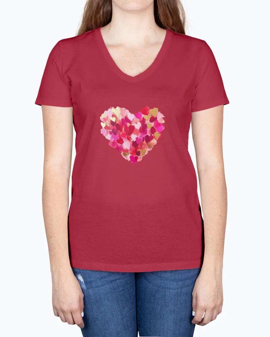 Heart-brushstrokes - Ladies V-neck T-Shirt