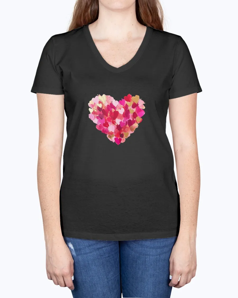 Heart-brushstrokes - Ladies V-neck T-Shirt