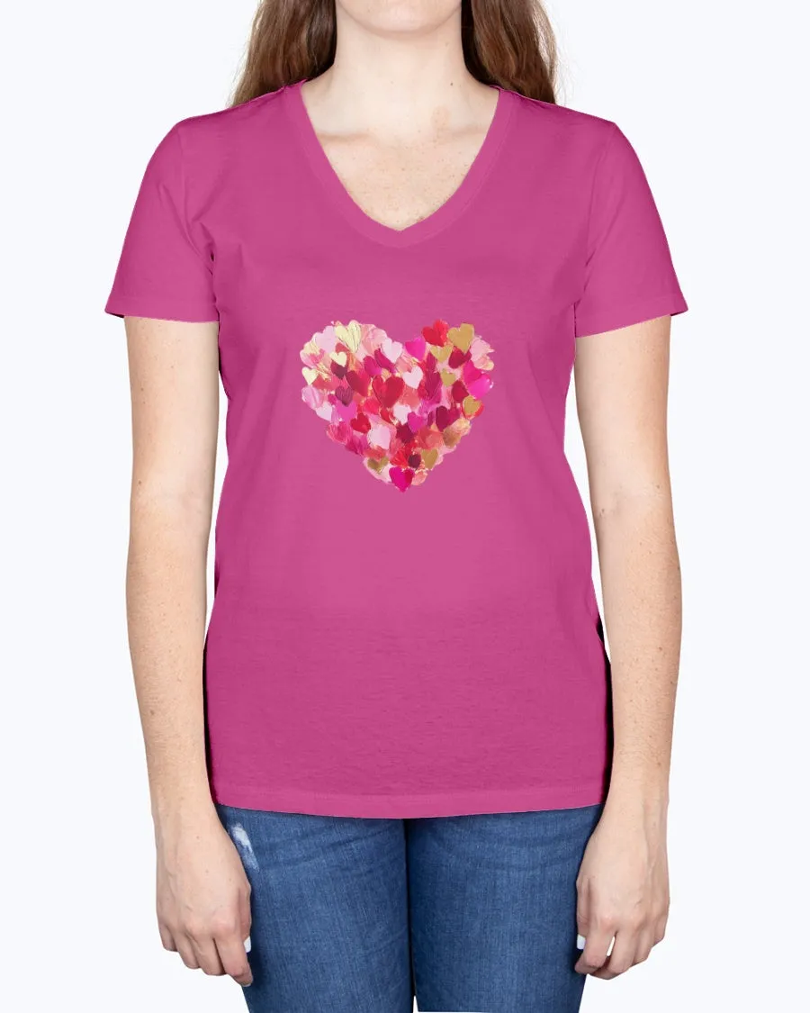 Heart-brushstrokes - Ladies V-neck T-Shirt