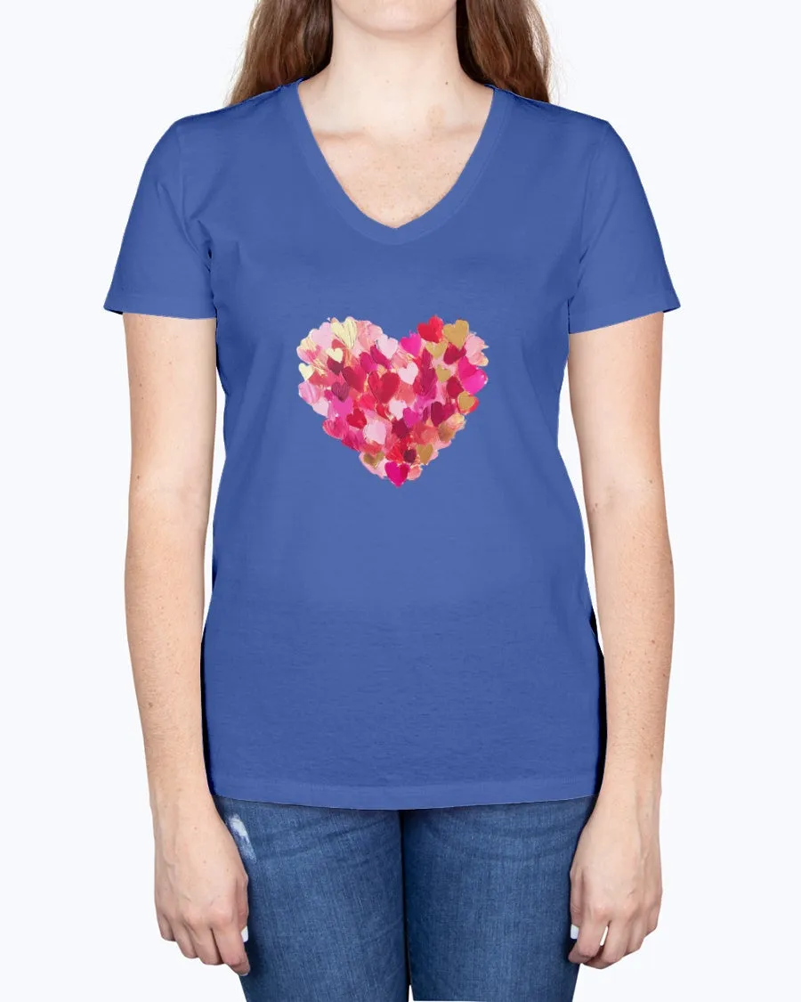 Heart-brushstrokes - Ladies V-neck T-Shirt