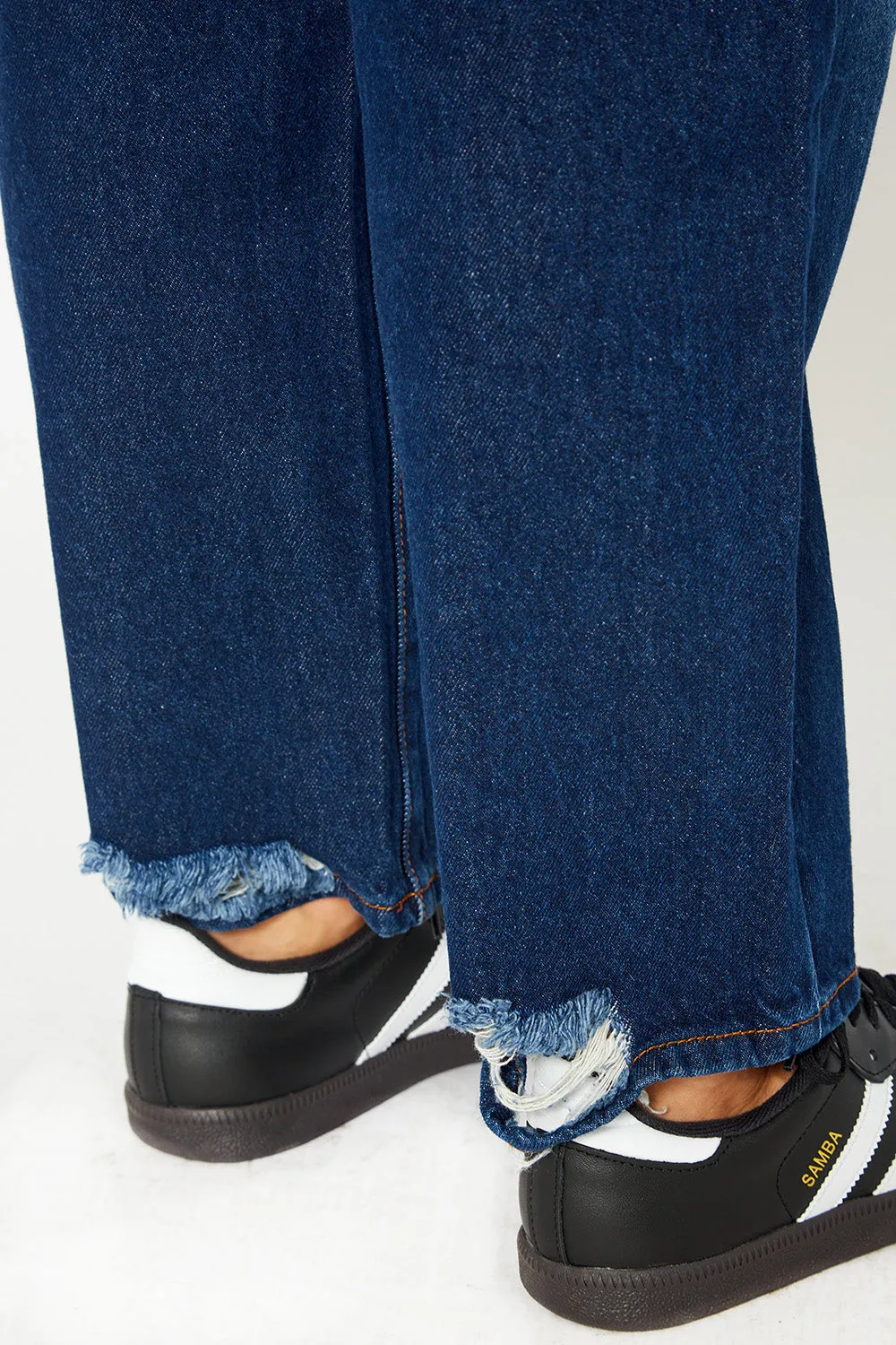 High-rise dark blue baggy dad fit jeans