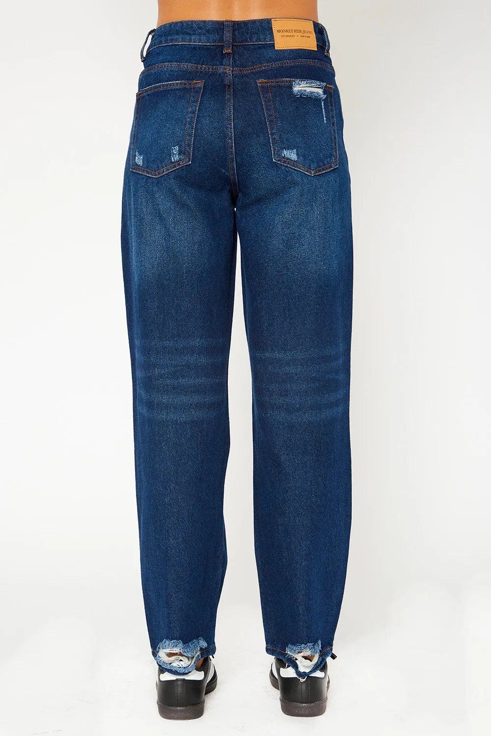 High-rise dark blue baggy dad fit jeans
