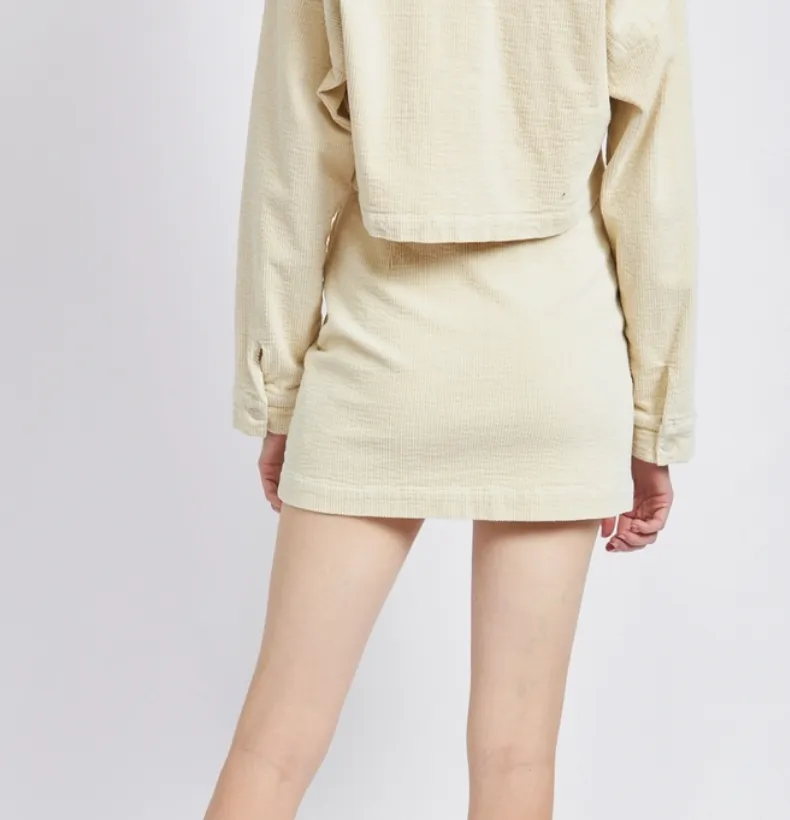 High Waist Corduroy Mini Skirt