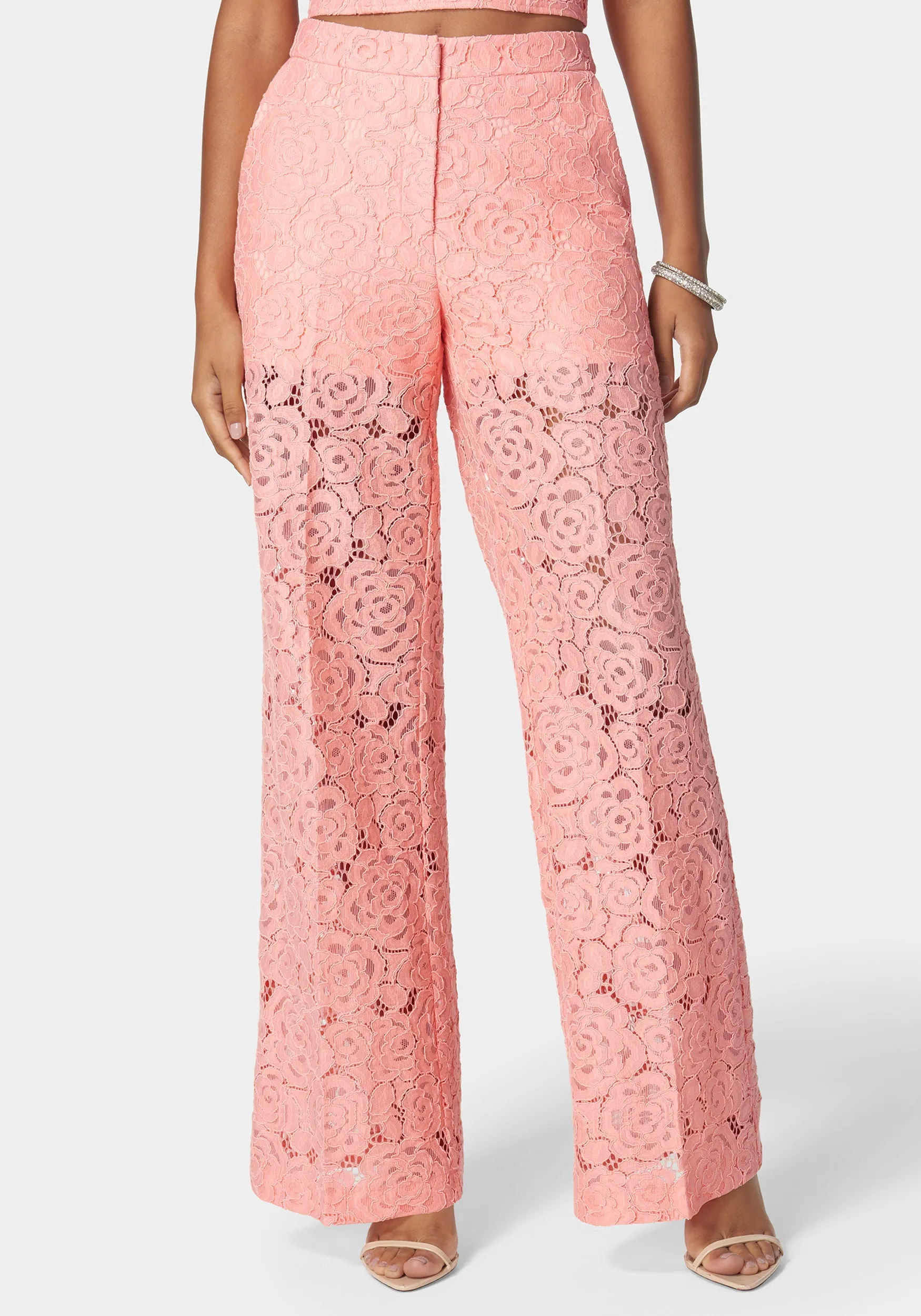 High Waist Wide Leg Lace Pant