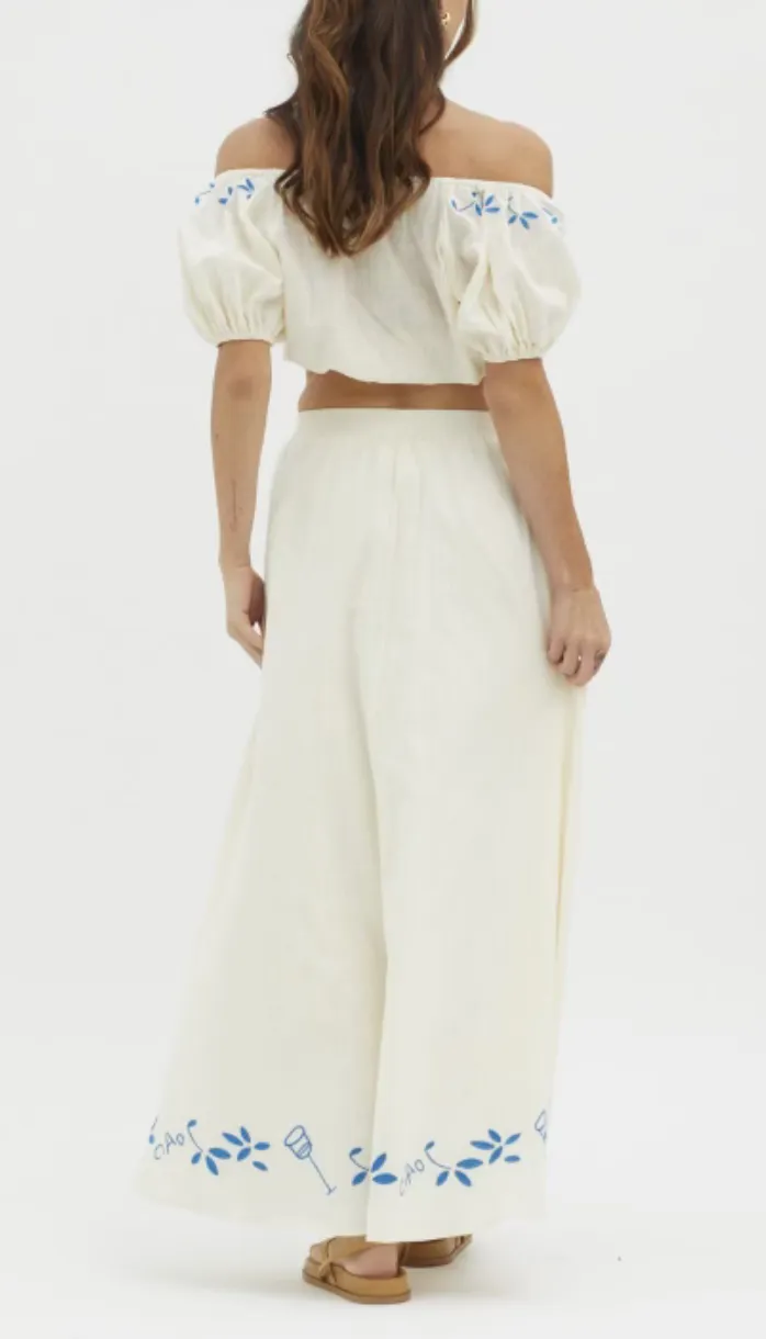 High Waisted Linen Maxi Skirt