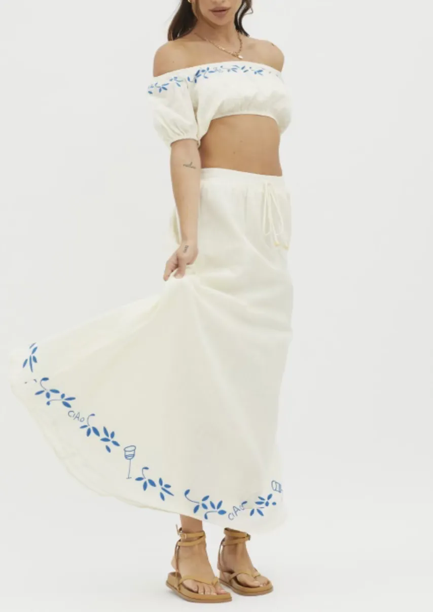 High Waisted Linen Maxi Skirt