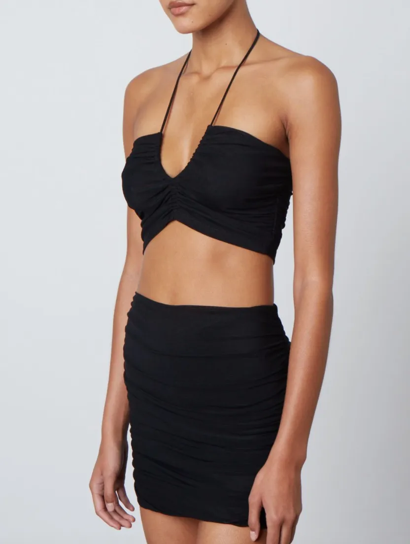 High Waisted Ruched Mini Skirt