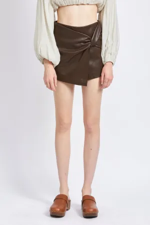 High Waisted Twist Front Mini Skirt