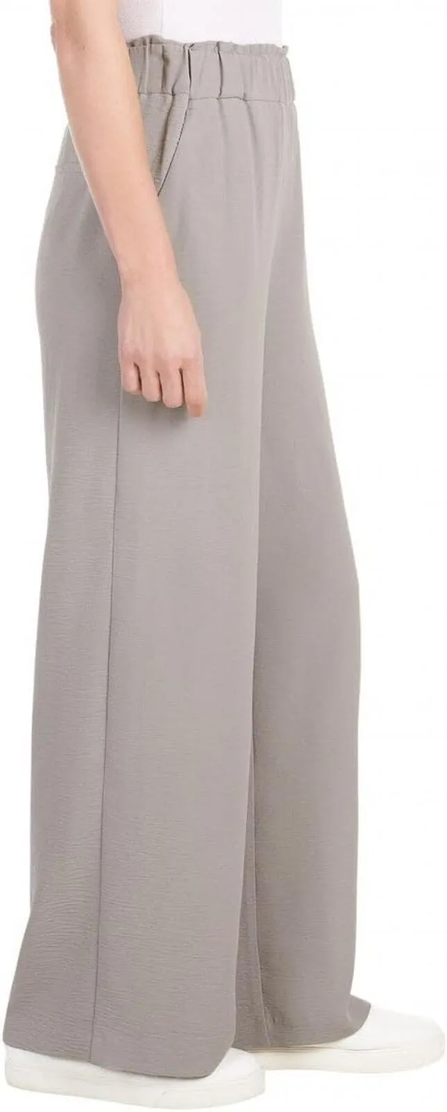 Hilary Radley Womens Wide Leg Crinkle Pants With Elasticwaistband 1777947 Gray L