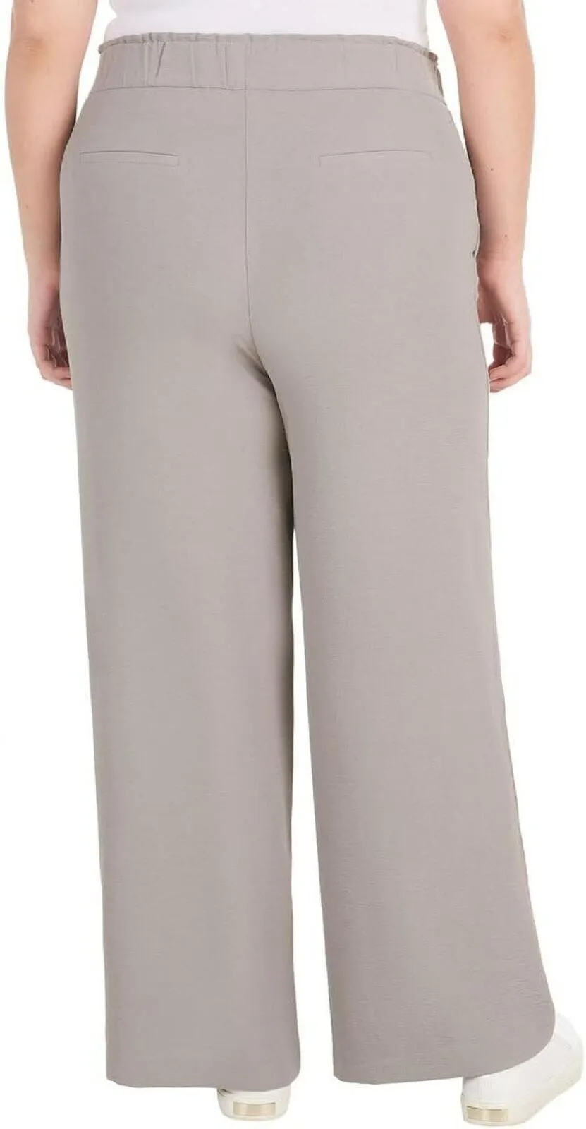 Hilary Radley Womens Wide Leg Crinkle Pants With Elasticwaistband 1777947 Gray L