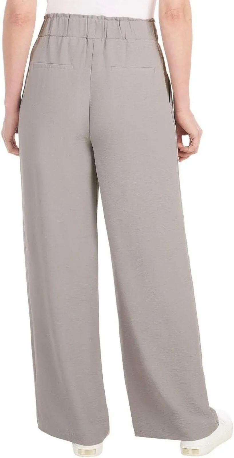 Hilary Radley Womens Wide Leg Crinkle Pants With Elasticwaistband 1777947 Gray L