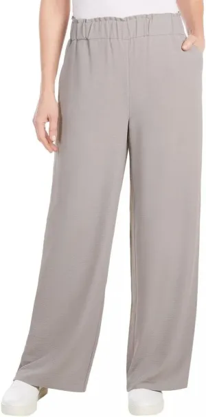 Hilary Radley Womens Wide Leg Crinkle Pants With Elasticwaistband 1777947 Gray L