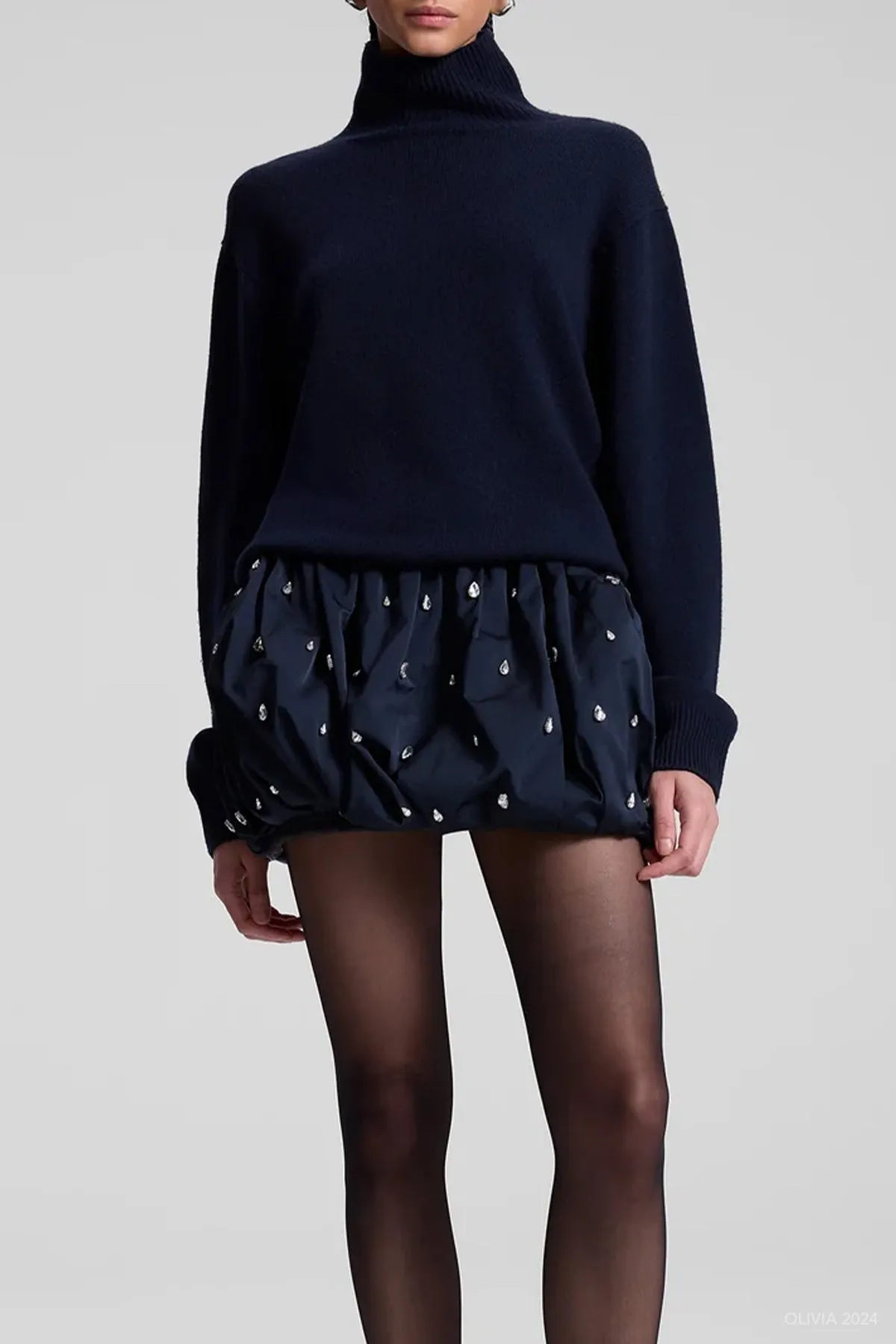 Holly Embellished Convertible Skirt in Navy