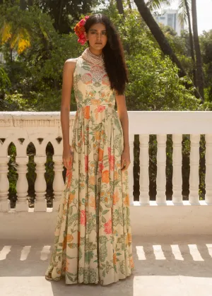 Ivory floral printed jumpsuit