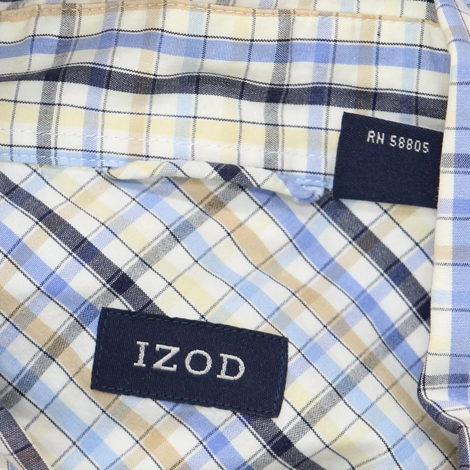 IZOD Mens Big Cotton Long Sleeve Button Up Shirt 1678e6272458e2 Blue Check 3X