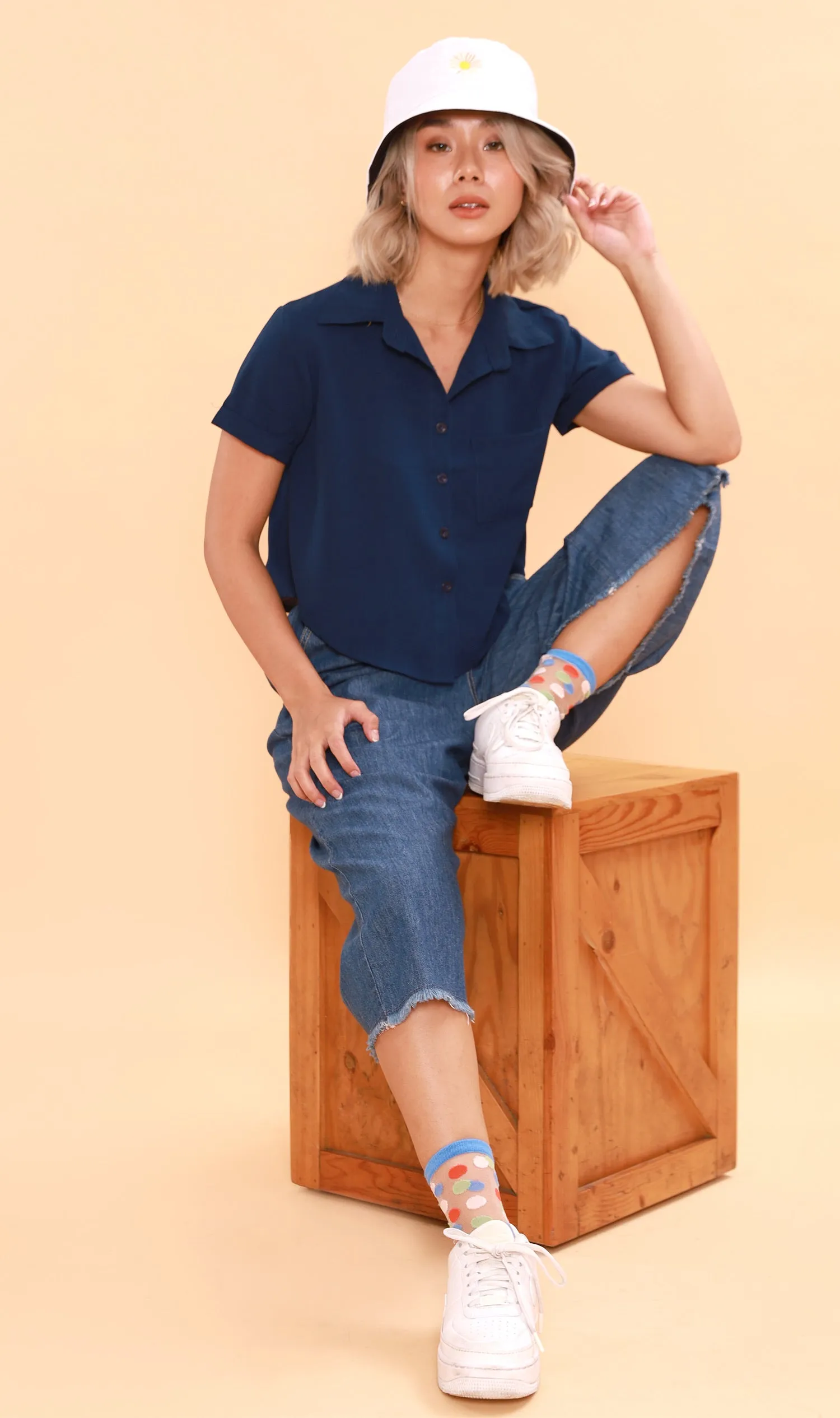 JESSI Button Down Shirt (Navy)