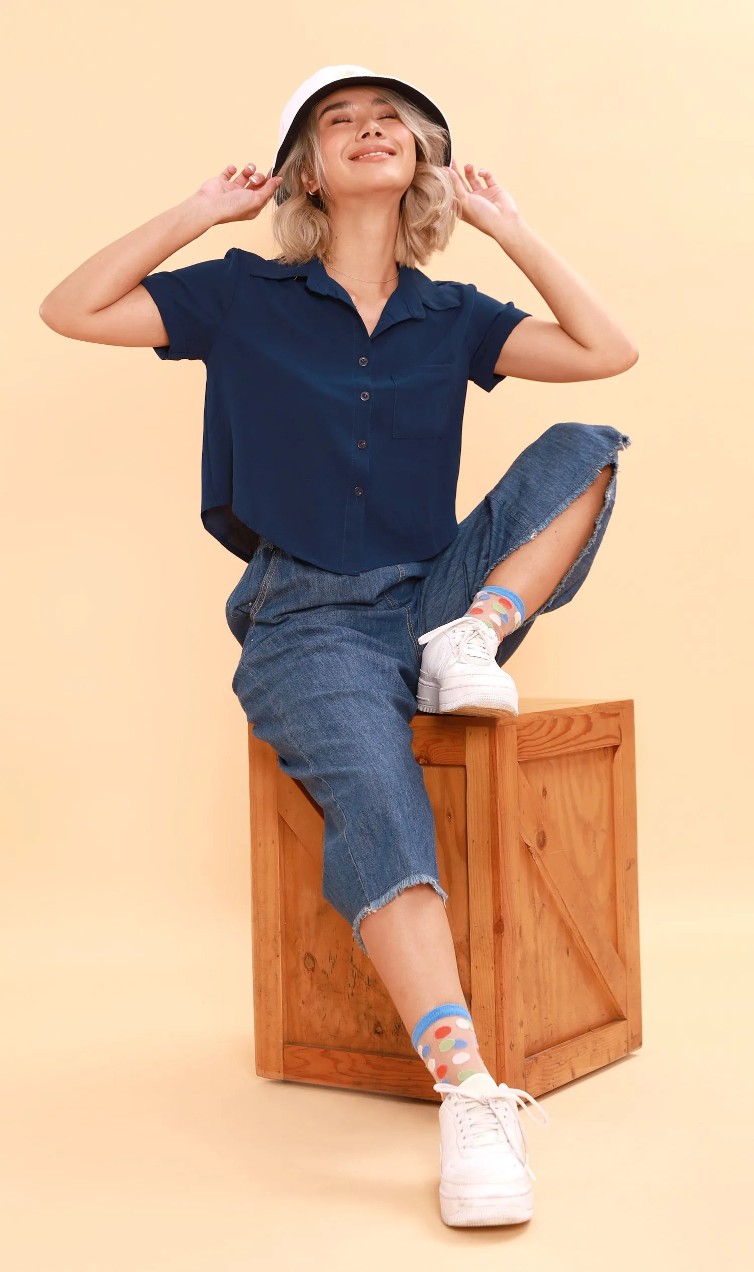 JESSI Button Down Shirt (Navy)