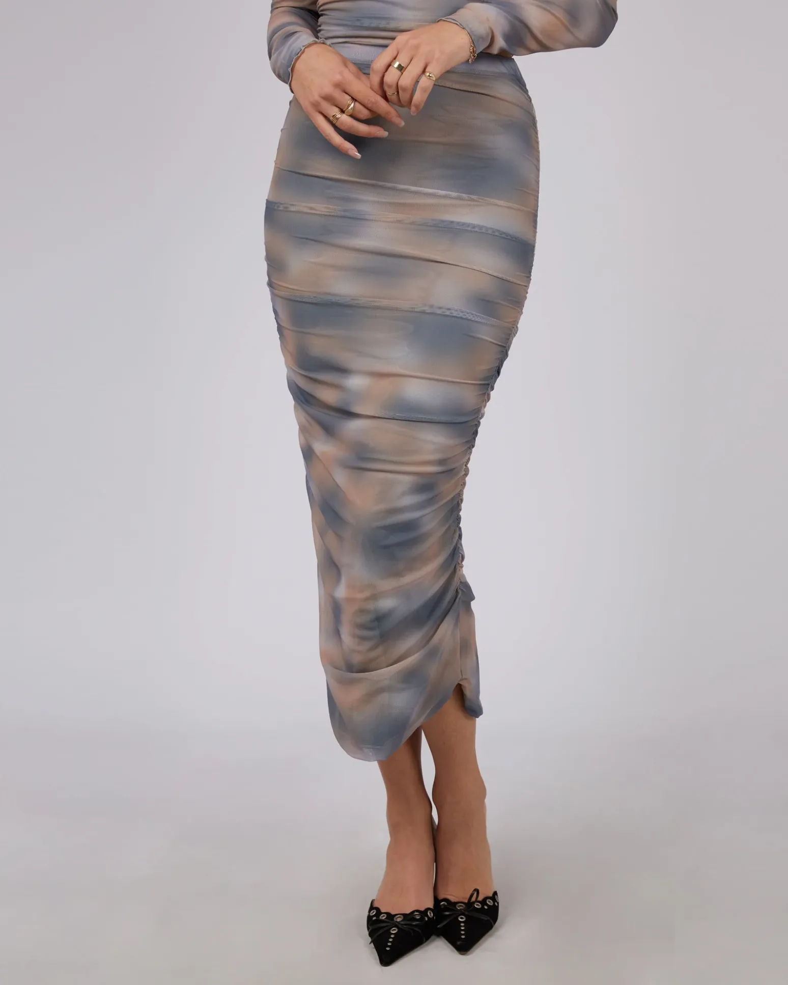 Jorge Portia Ruched Maxi Skirt