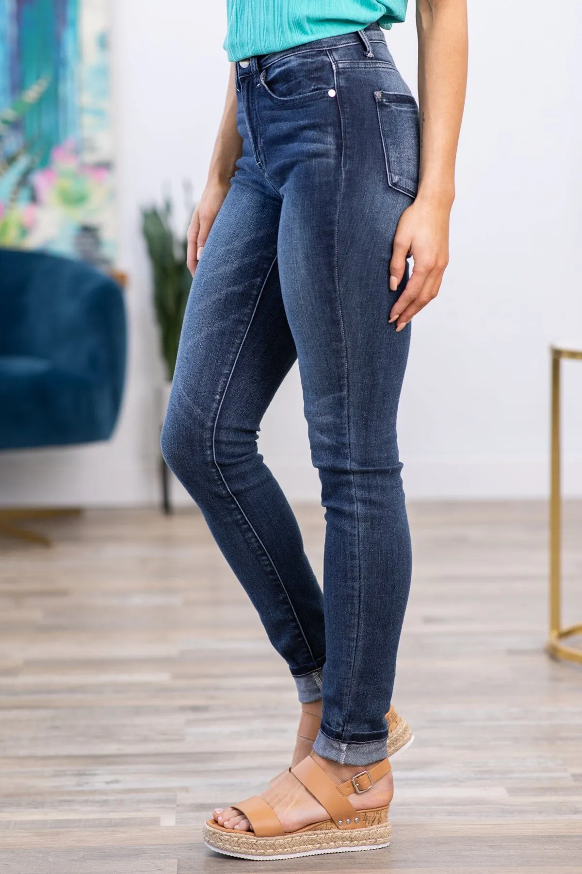Judy Blue Dark Wash Jeans With Whiskering
