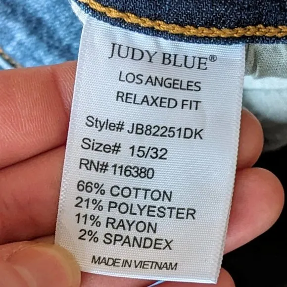 Judy Blue Mid-Rise Relaxed Fit Cropped Blue Denim Jeans size 15/32