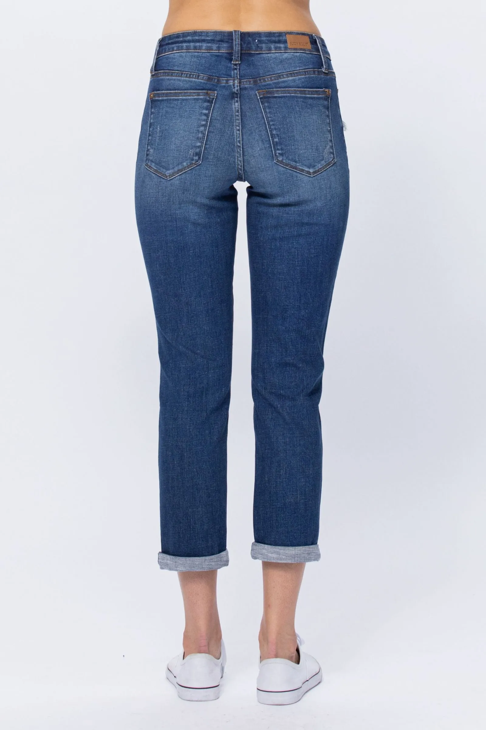 Judy Blue Peek of Thermal Boyfriend Jeans