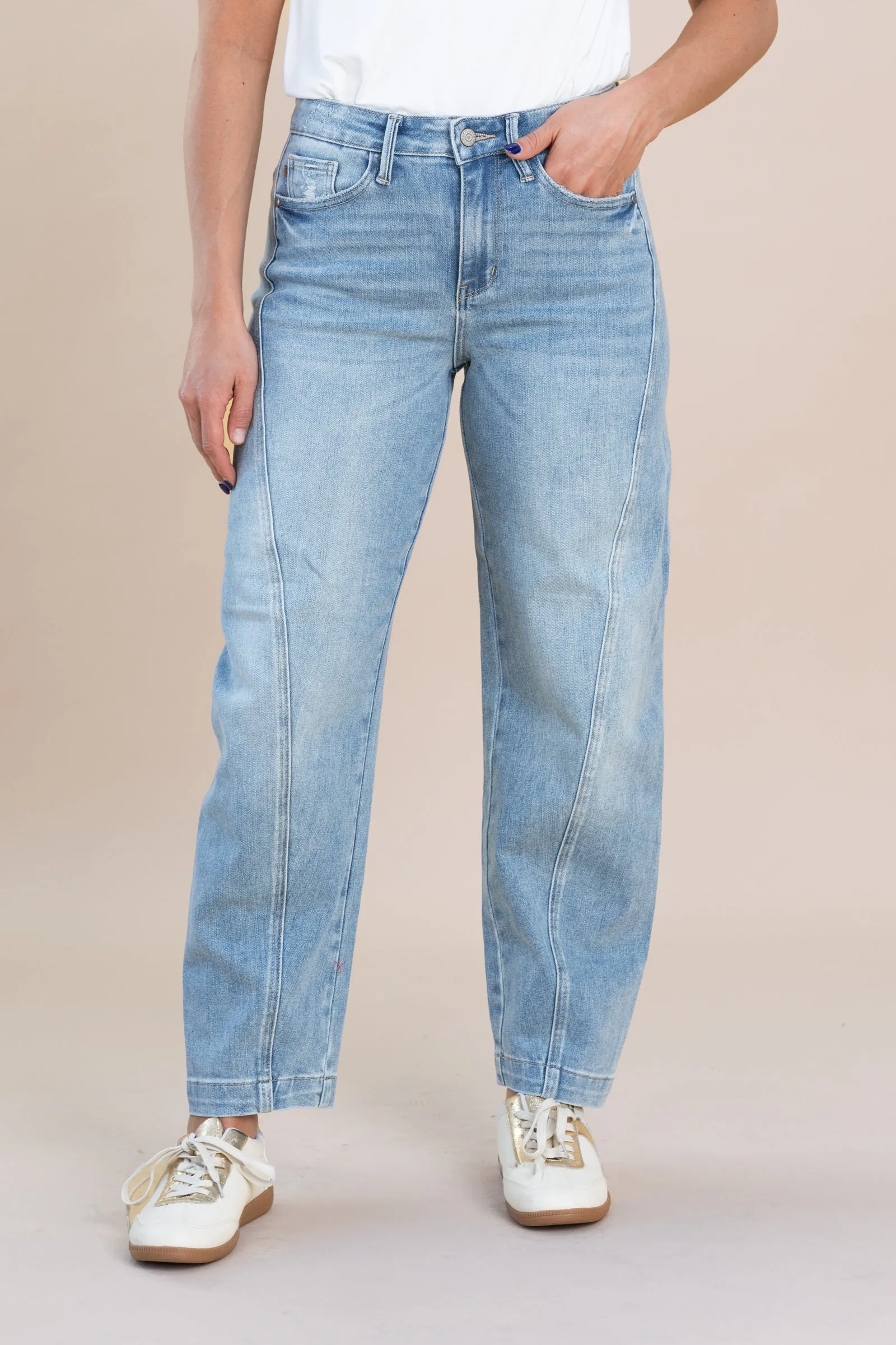 Judy Blue Vintage Wash Side Panel Barrel Jeans