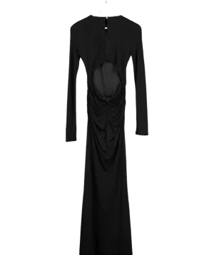 Karen Millen Black Premium Stretch Crepe Jersey Maxi Dress UK S