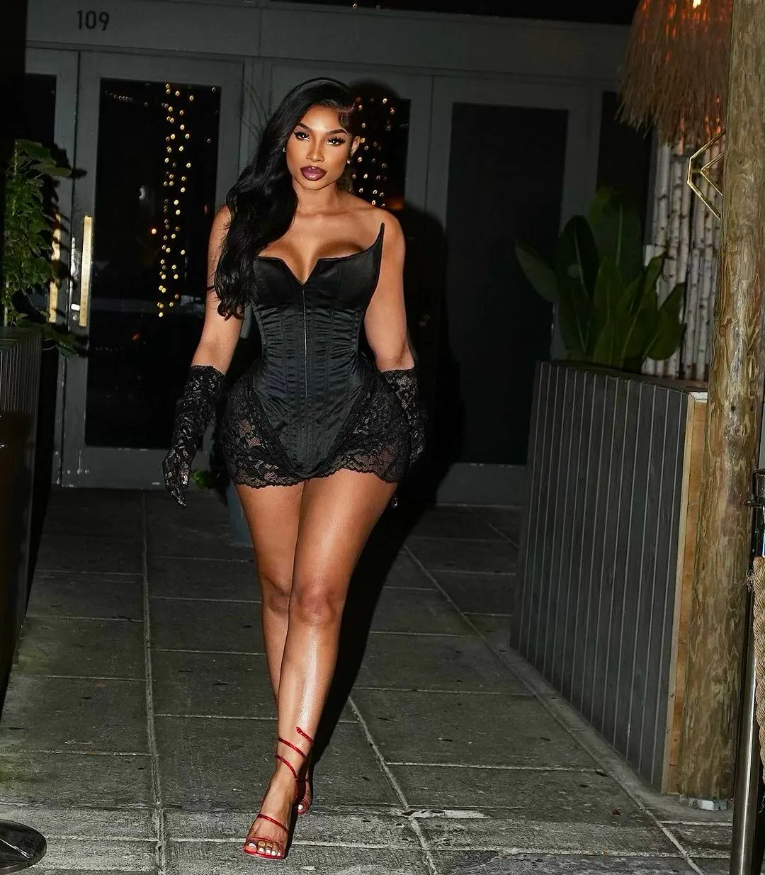 “Kem” Corset & Lace Mini Dress w/ Gloves