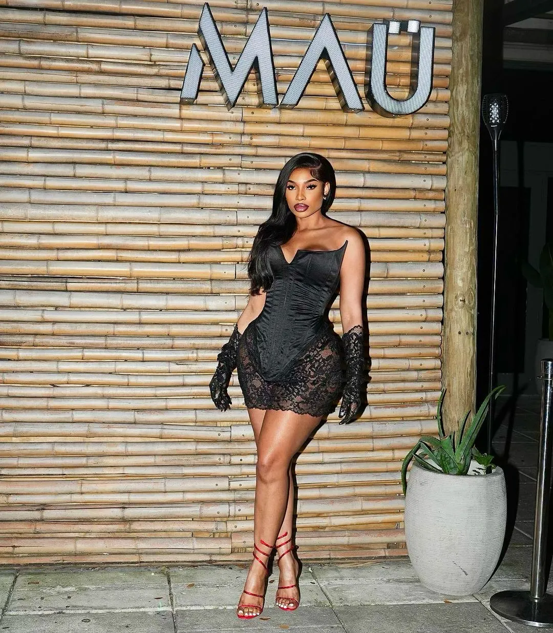“Kem” Corset & Lace Mini Dress w/ Gloves