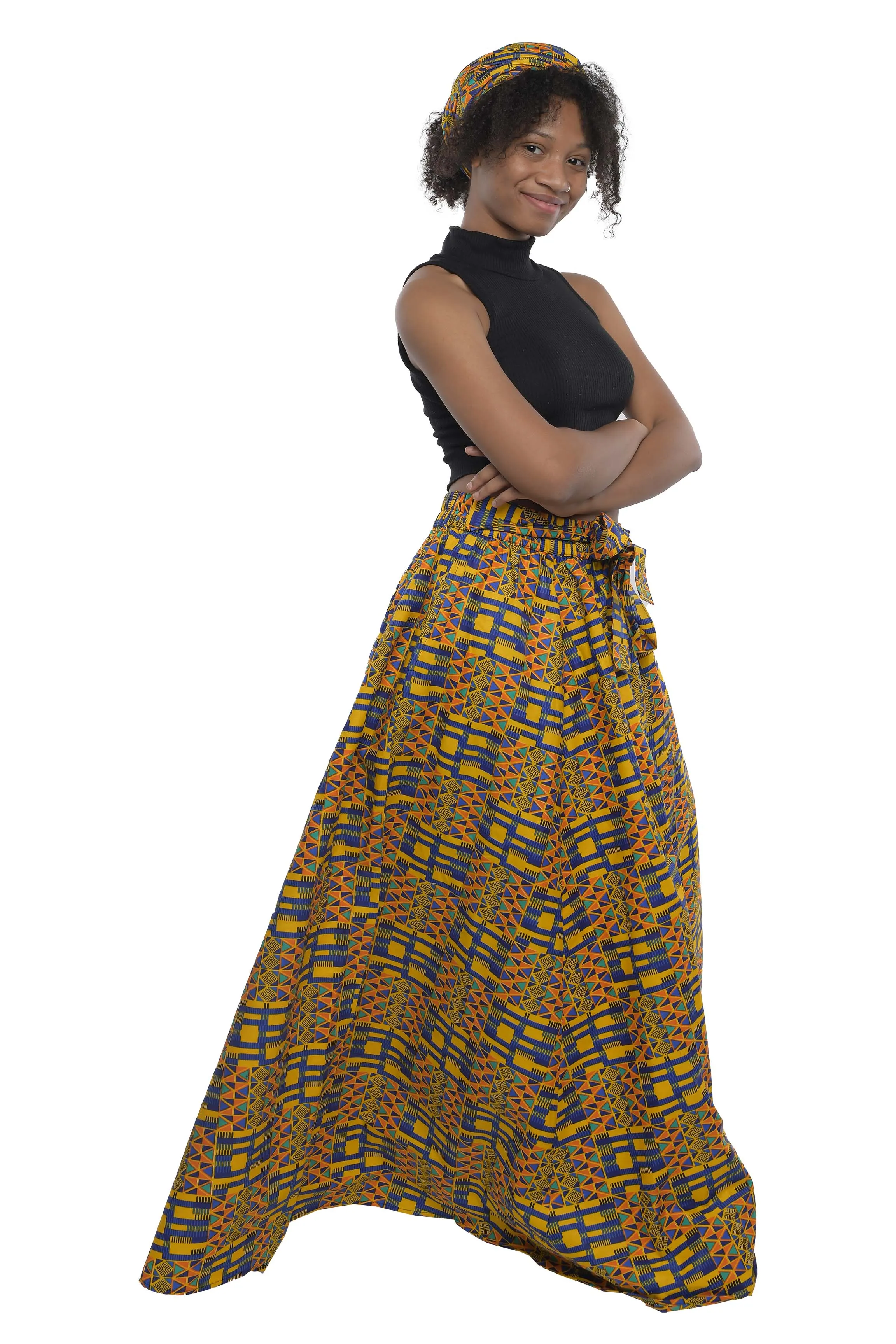 Kente Long Maxi Skirt With Handbag