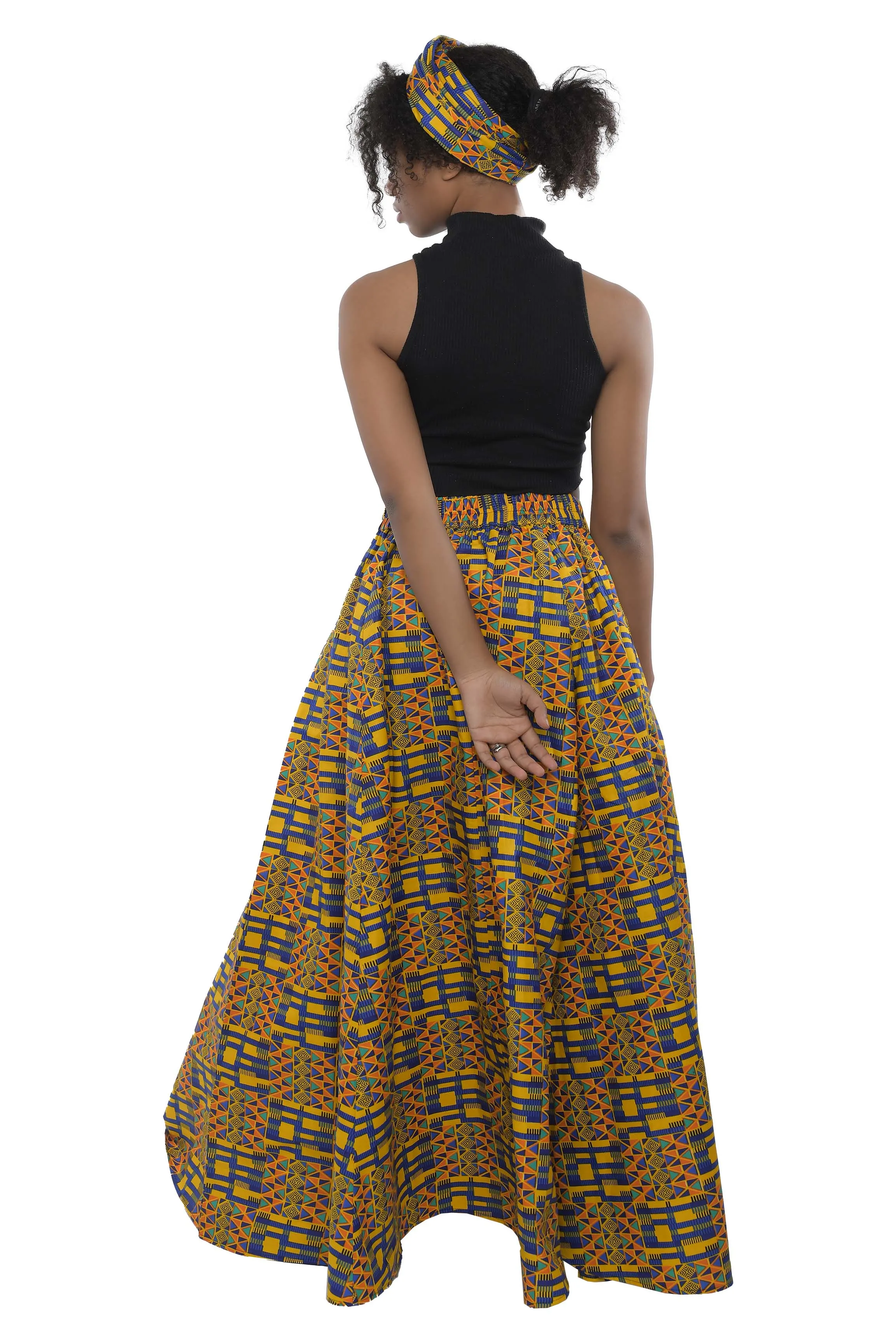 Kente Long Maxi Skirt With Handbag