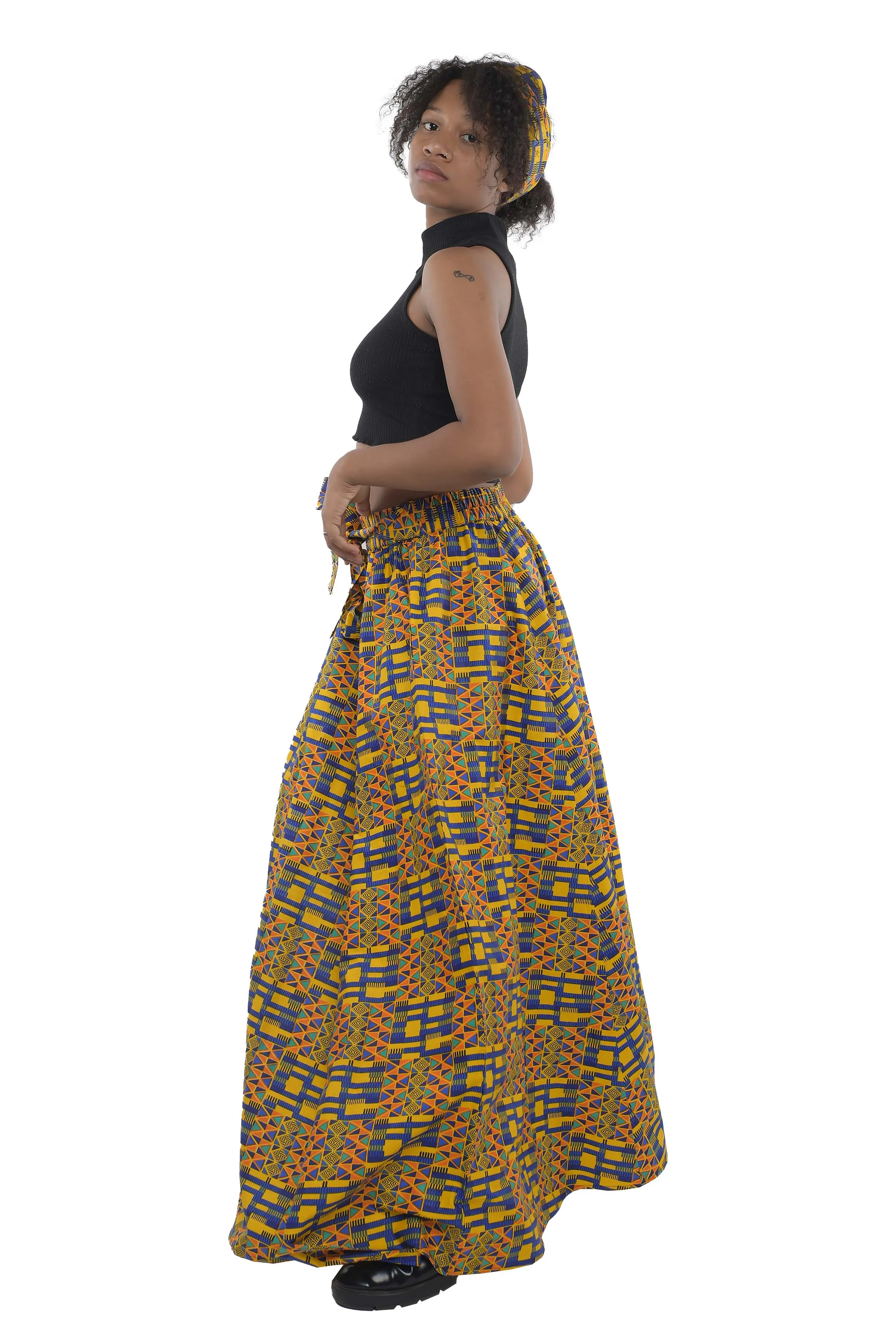 Kente Long Maxi Skirt With Handbag