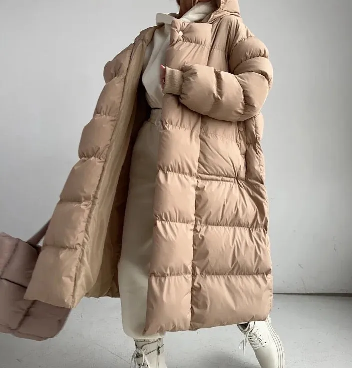 Khaki Long Padded Parka Jacket