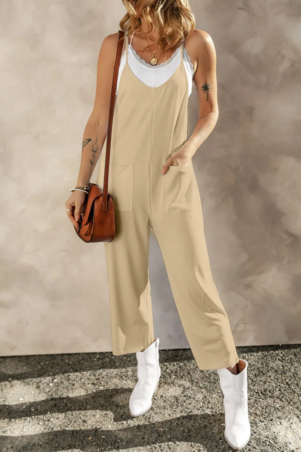 Killian Pocketed Spaghetti Strap Wide Leg Jumpsuit