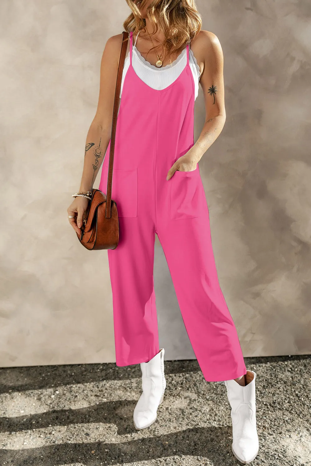 Killian Pocketed Spaghetti Strap Wide Leg Jumpsuit