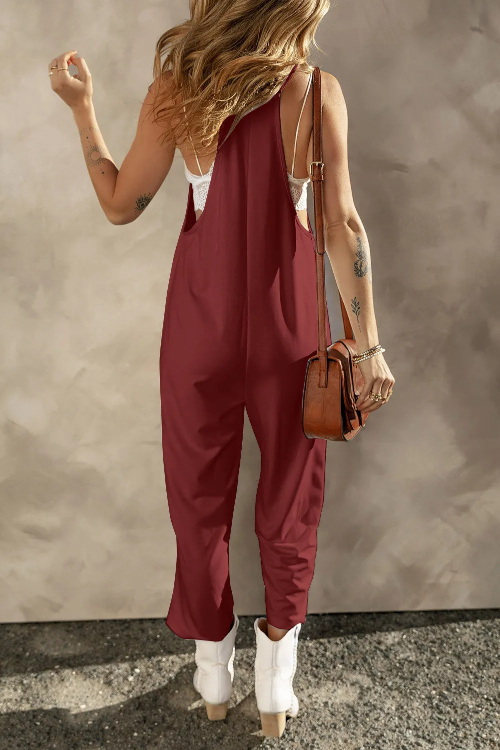 Killian Pocketed Spaghetti Strap Wide Leg Jumpsuit