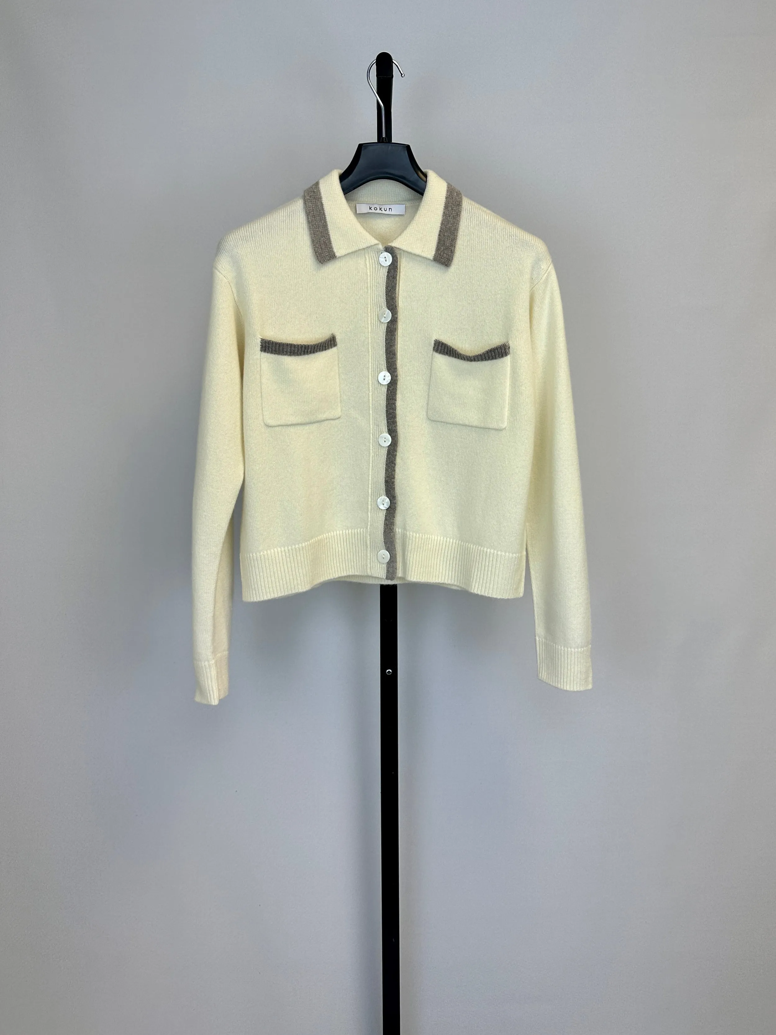 Kokun Tipped Polo Cardigan