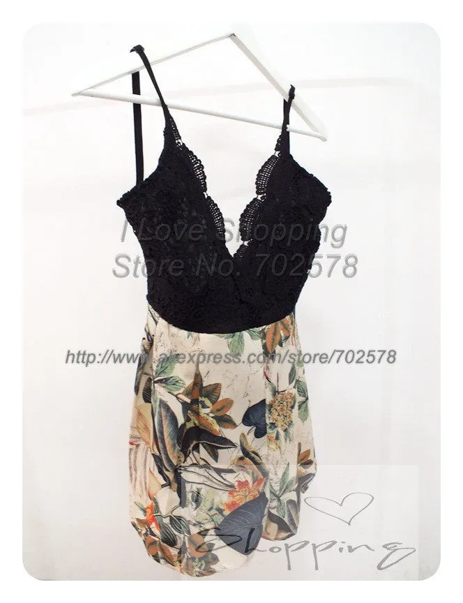 Lace Floral Striped Playsuit