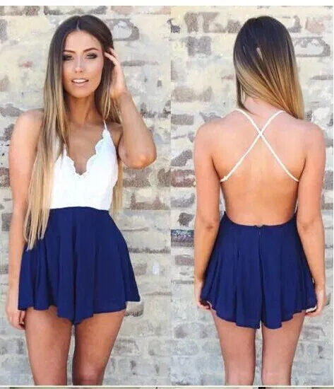 Lace Floral Striped Playsuit