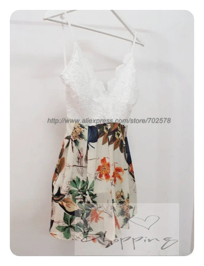Lace Floral Striped Playsuit